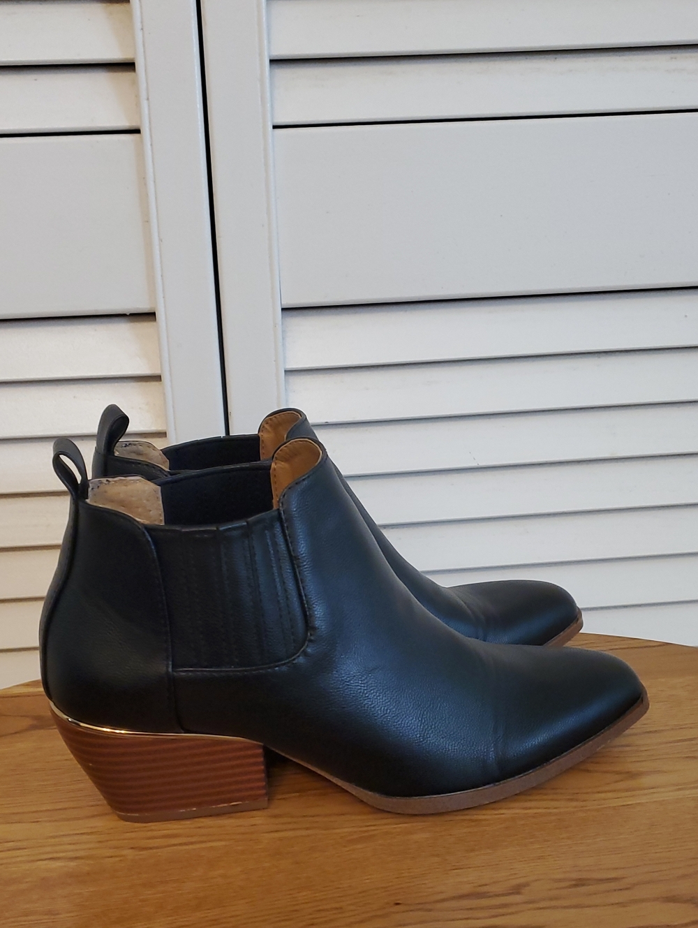 New Directions "Edie" Black Western Faux Leather Chelsea Booties, Sz 7.5 Medium